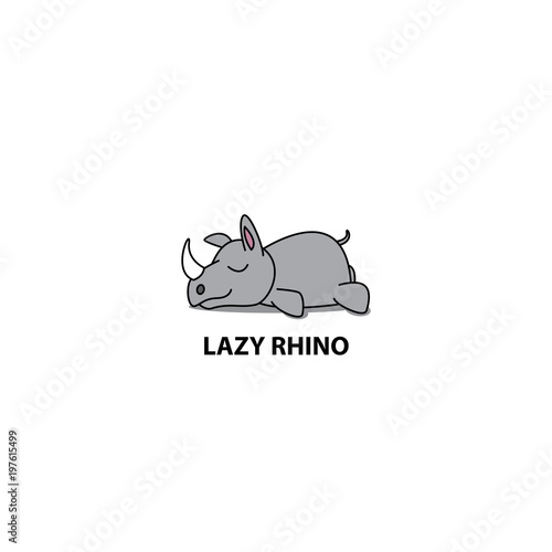 Lazy rhino icon, logo design, vector illustration