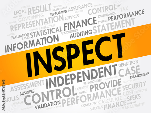 INSPECT word cloud collage, business concept background