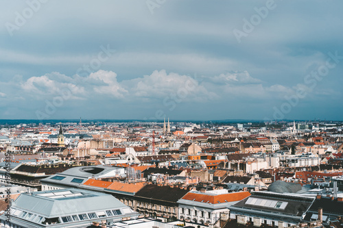 rooftops of buildings and cloudy sky in Budapest, Hungary