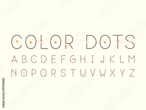 Color dots regular font. Vector alphabet