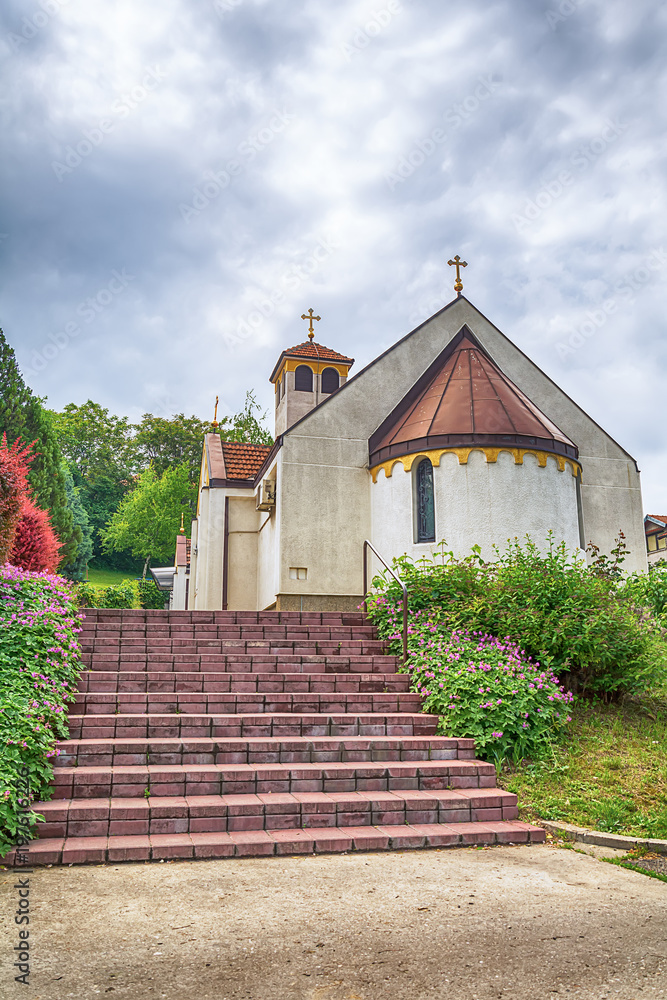 Fototapeta premium Belgrade, Serbia May 06, 2017: Church of the Serbian Saints' Parliament (Crkva Sabora Srpskih Svetitelja) in Karaburma, Belgrade