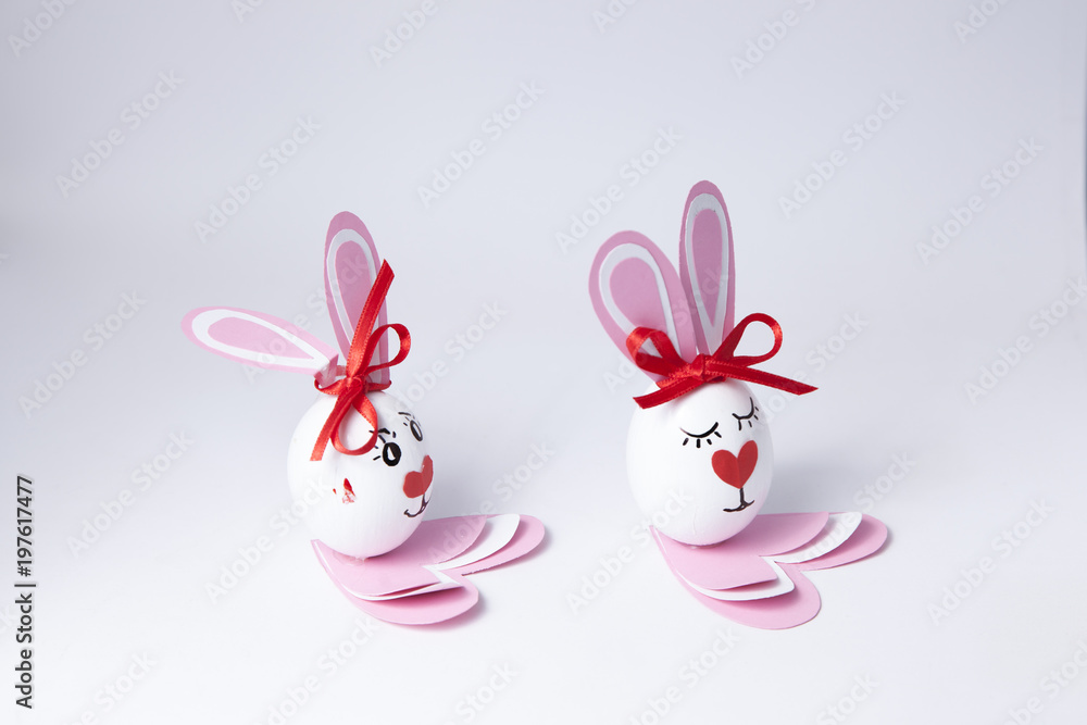Funny easter eggs boy and girl
