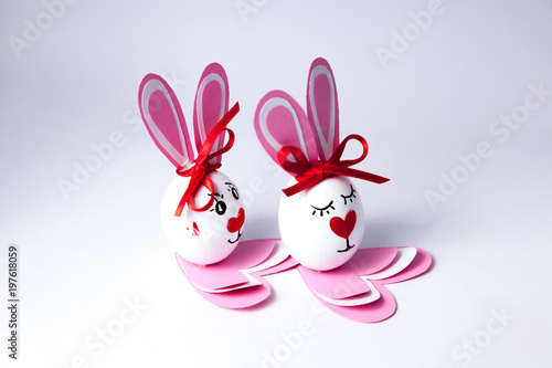 Funny easter eggs boy and girl © Goran