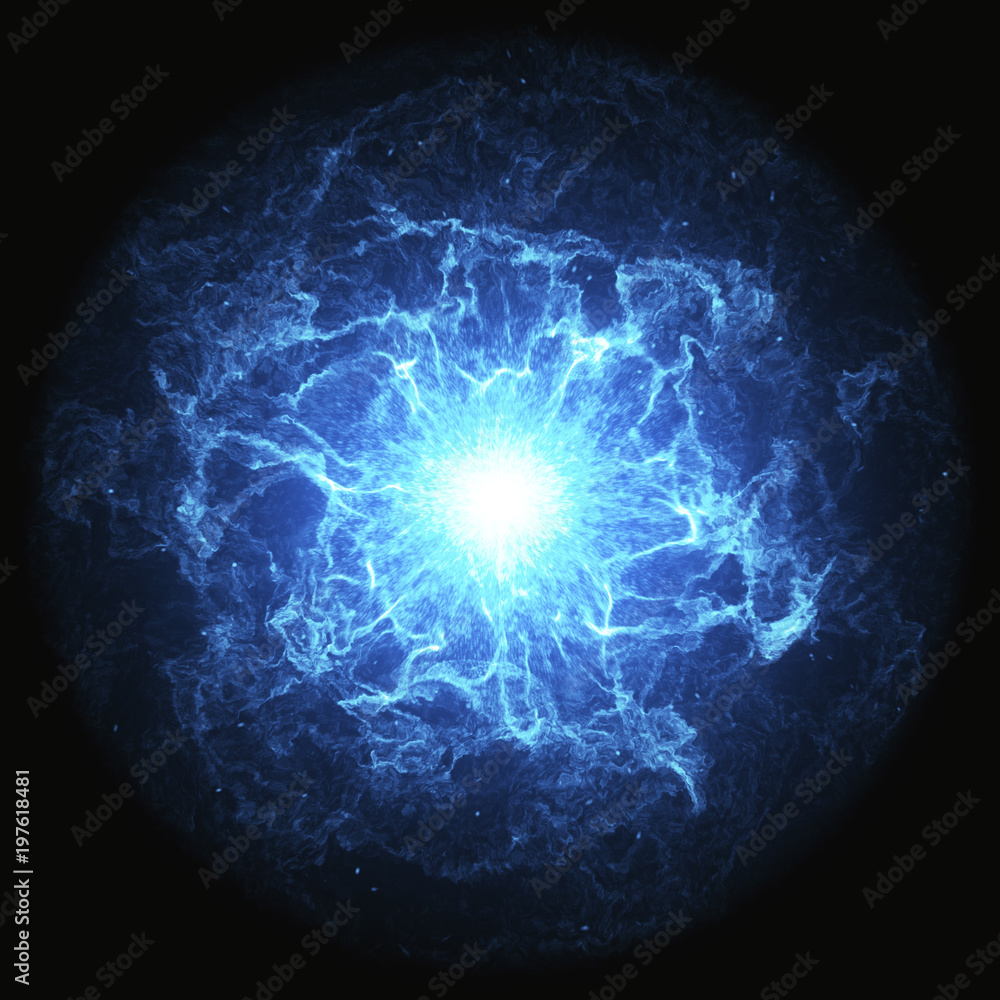 Blue glowing energy ball on black background Stock Illustration | Adobe  Stock