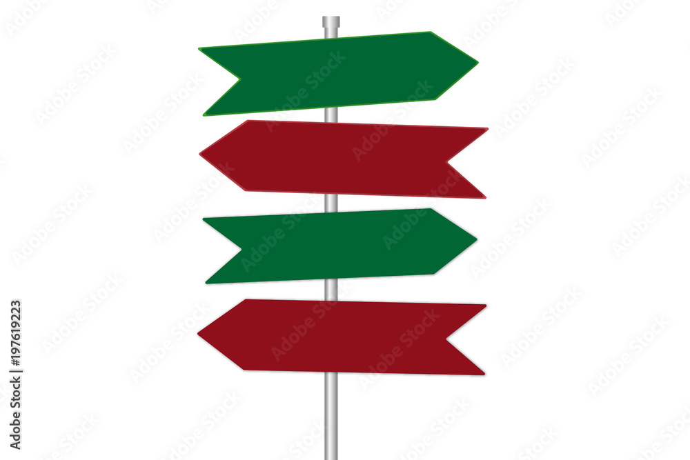 Straßenschilder in rot und grün