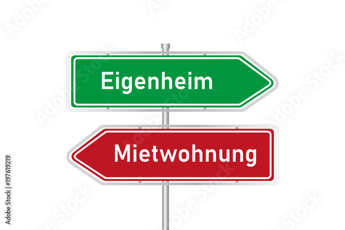 Straßenschilder - Mietwohnung oder Eigenheim