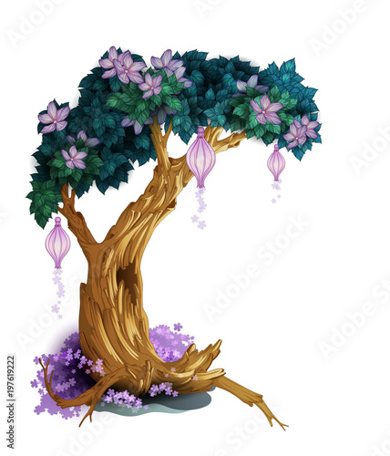 Magic tree with flowers isolated