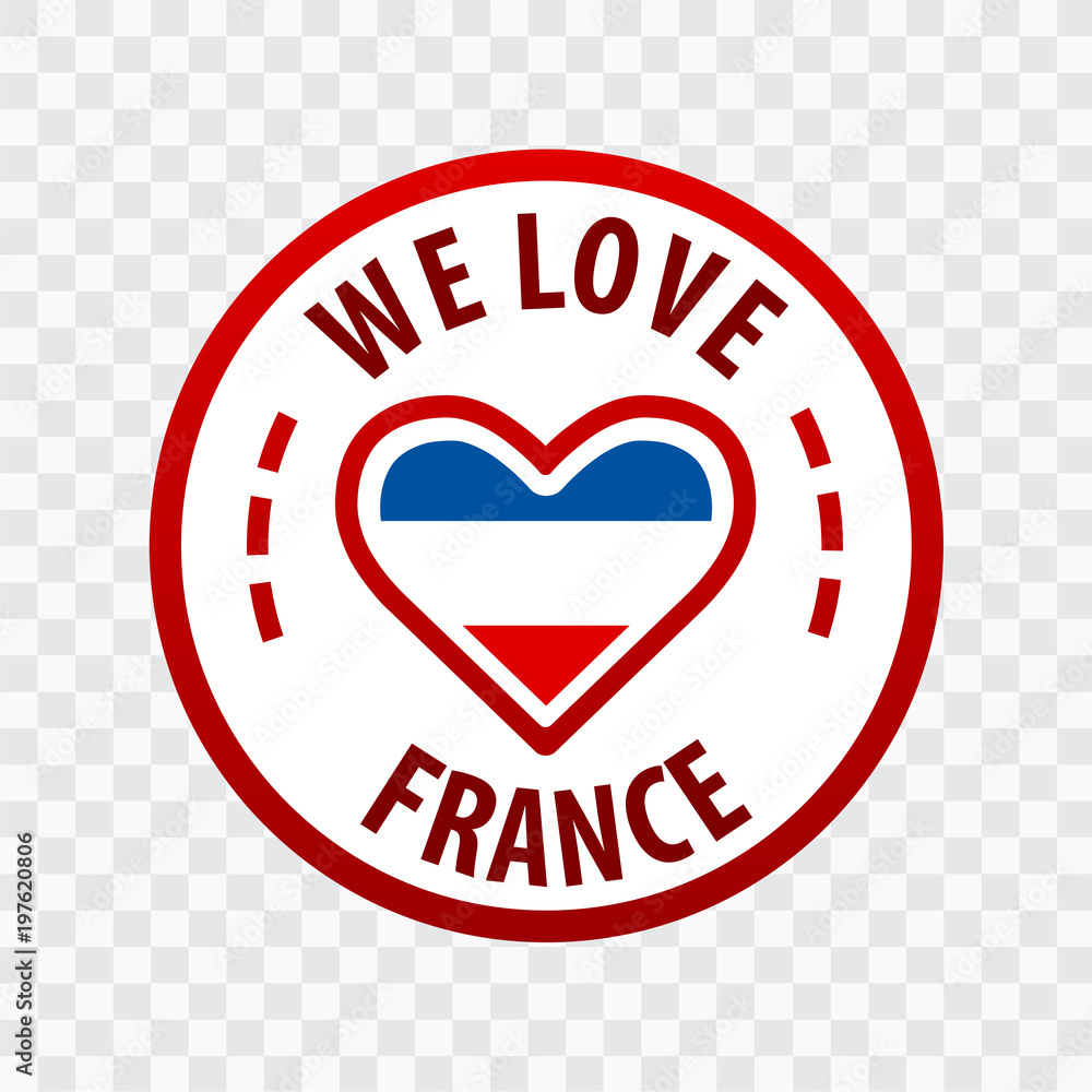 We love France Badge. Isolated on transparent background. Eps10 Vector.