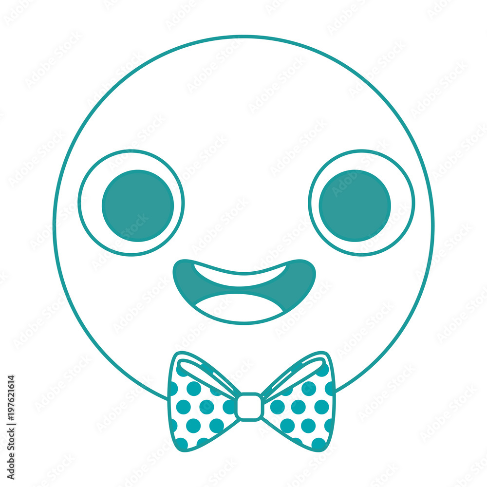 emoticon with bowntie kawaii character vector illustration design