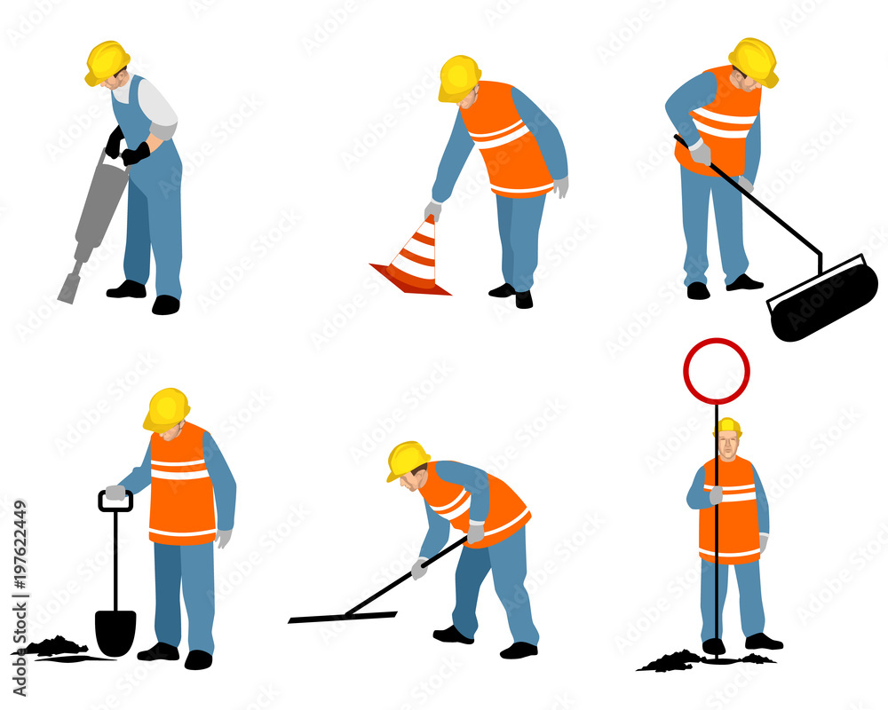Six road workers Six road workers