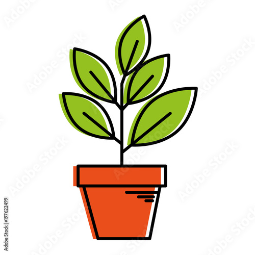 house plant in pot ecology icon vector illustration design