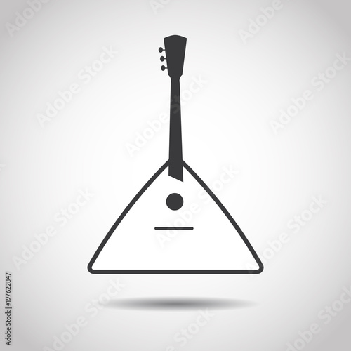 Image of a balalaika on a gray background. Linear design