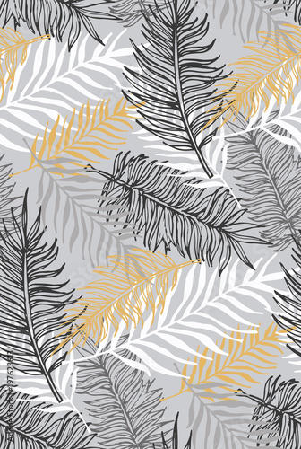 Hand drawn doodle palm leaves pattern