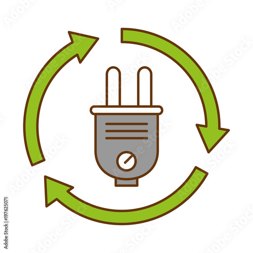 energy plug connector with arrows around vector illustration design