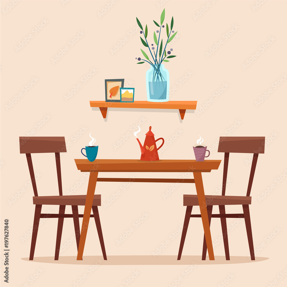 Dining table in kitchen with chairs Dining table in kitchen with chairs
