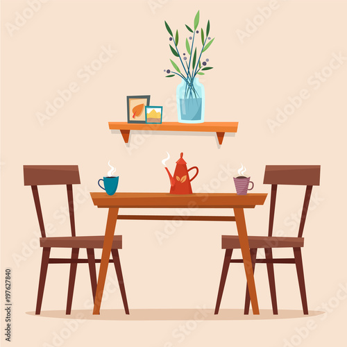 Dining table in kitchen with chairs