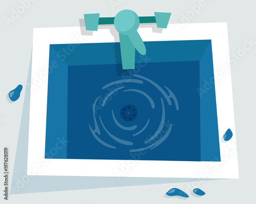 Kitchen sink with water.