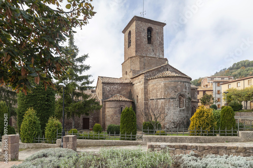 Billede på lærred Monastery of Santa Maria, romanesque style, L Estany,moianes region comarca, province Barcelona,Catalonia