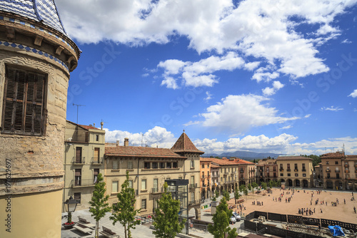 City view, square, Manlleu, Osona comarca region, province Barcelona, Catalonia.