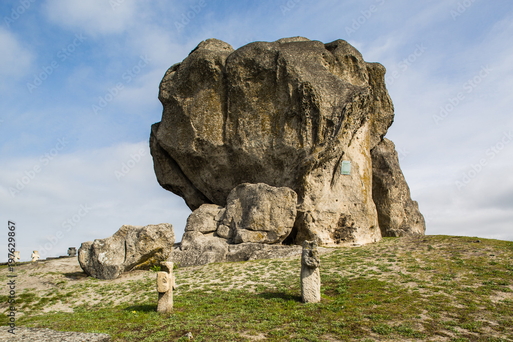 Devil's rock in Pidkamin, Lviv region, West Ukraine (summer landscape)