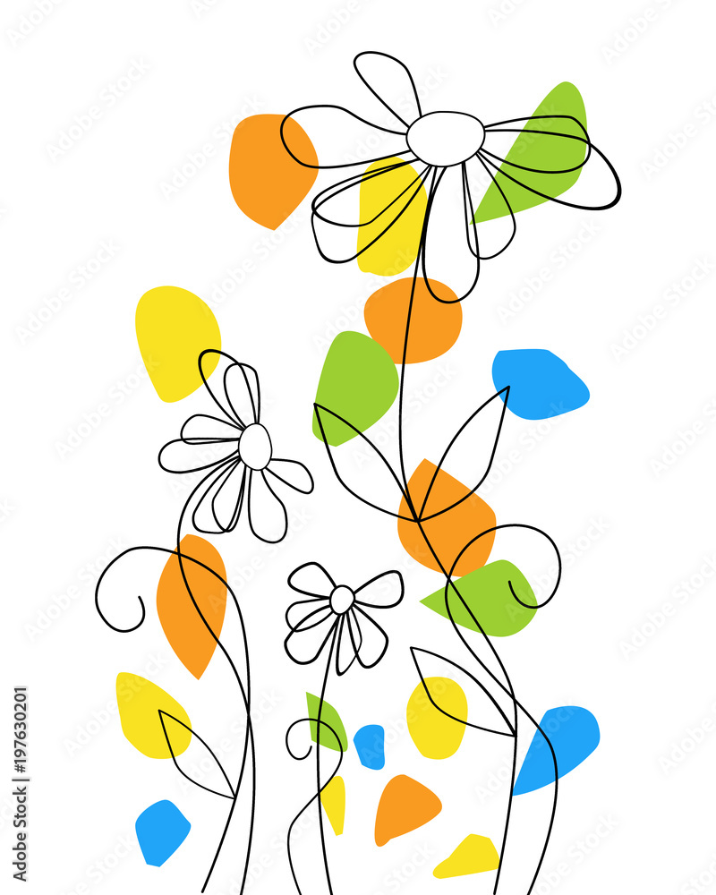 Fototapeta Abstrakcyjne kwiaty na białym tle