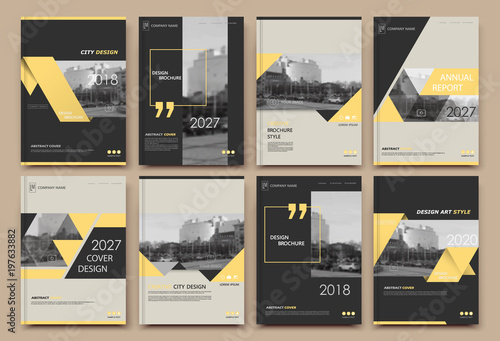 Abstract white a4 brochure cover design. Fancy info banner frame. Modern ad flyer text. Annual report binder. Title sheet model set. Fancy vector front page. City font blurb art. Yellow line figure