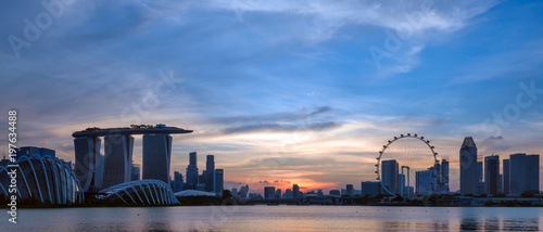 Singapore skyscrapers at dusk