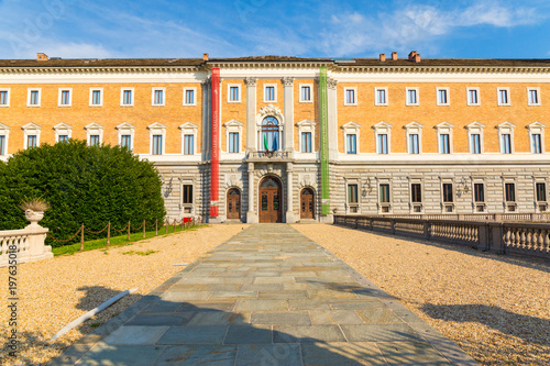 Facade of the galleria sabauda, archeological museum in Turin italy