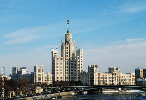 Classic Stalin skyscraper historic backdrop