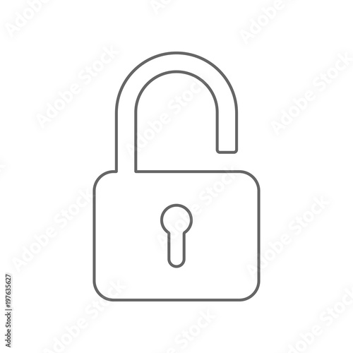 Square open padlock icon. Vector.