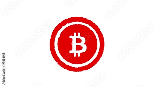 Stamp BITCOIN. Alpha channell.
Hand of a business man, stamping a Bitcoin sign  with impact.
With luma matte you can choose whatever background you like. photo
