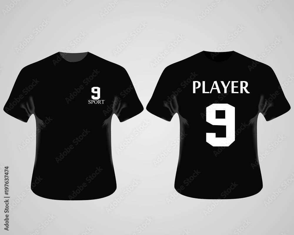 Naklejka premium A collection of football jerseys or football sets in the concept of the World Cup. Front and back view of a football shaped figure 9. Vector illustration.