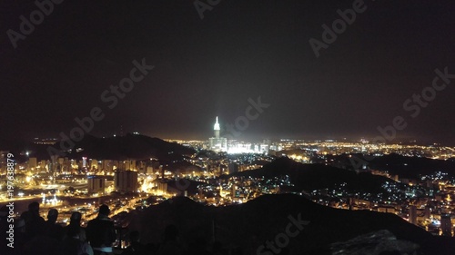 Mecca city and clock tower view from Jabal Nour  in Saudi Arabia photo