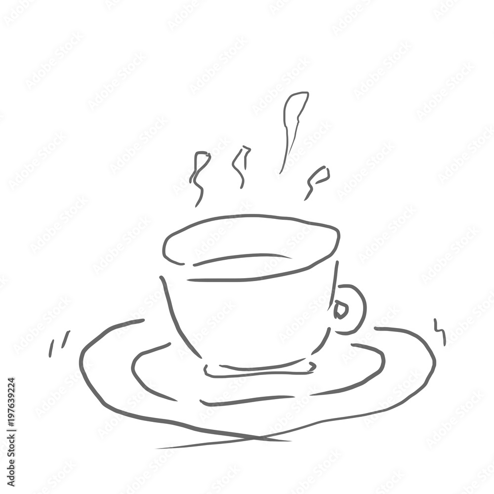 紅茶 飲み物 ジュース お酒などの線画 下絵 ラフ 塗り絵ゆるいイラスト Stock イラスト Adobe Stock