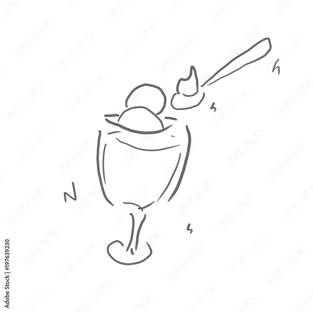 クリームソーダを食べる 飲み物 ジュース お酒などの線画 下絵 ラフ 塗り絵ゆるいイラスト Stock Illustration Adobe Stock