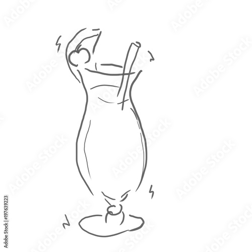 トロピカルカクテル 飲み物 ジュース お酒などの線画 下絵 ラフ 塗り絵ゆるいイラスト Stock イラスト Adobe Stock