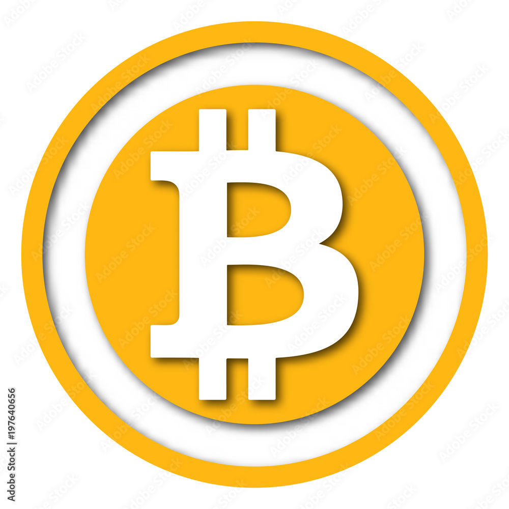White Bitcoin icon on Yellow circle with paper cut concept for Business idea graphic design concept White Bitcoin icon on Yellow circle with paper cut concept for Business idea graphic design concept