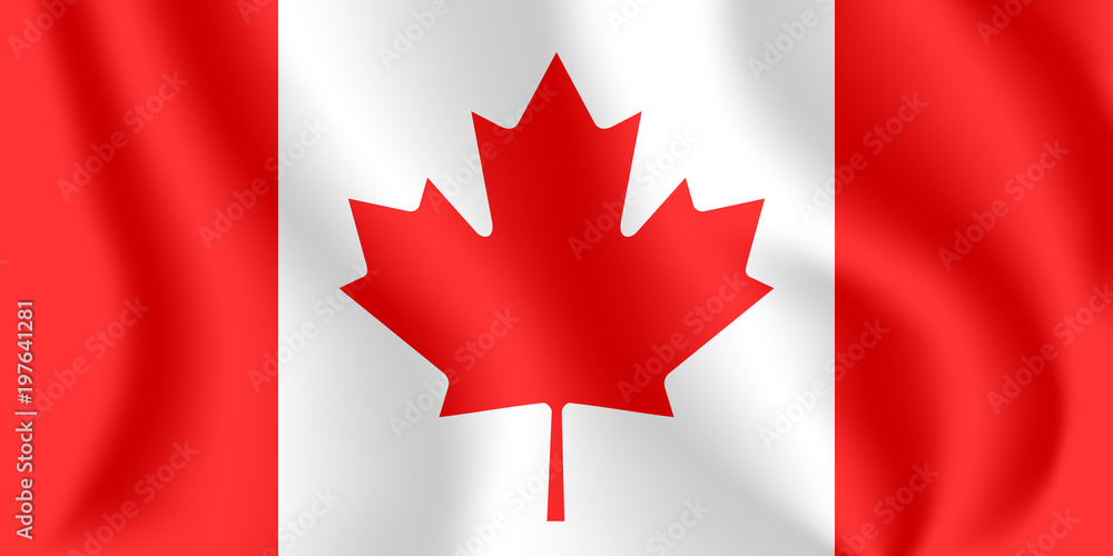 Flag of Canada. Realistic waving flag of Canada. Fabric textured flowing flag of Canada. Flag of Canada. Realistic waving flag of Canada. Fabric textured flowing flag of Canada.