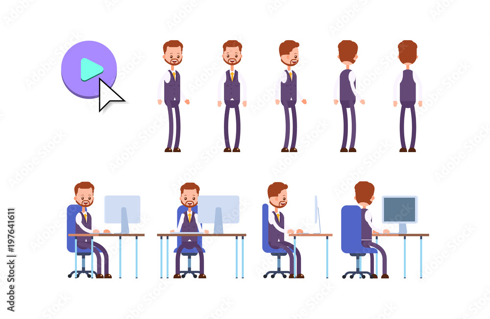 businessman. cartoon character animation kit. pos businessman. cartoon character animation kit. pos