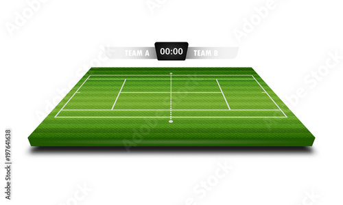 Realistic Denim texture of Tennis field 3d with score board for element vector illustration design concept