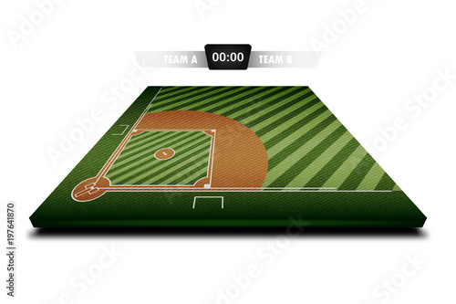 Realistic Denim texture of Baseball field 3d with score board for element vector illustration design concept