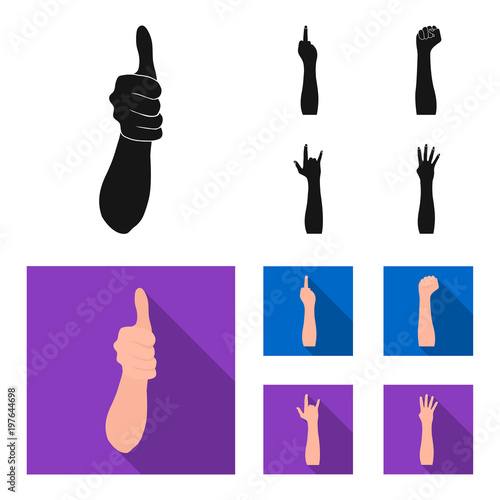 Sign Language black,flat icons in set collection for design.Emotional part of communication vector symbol stock web illustration.