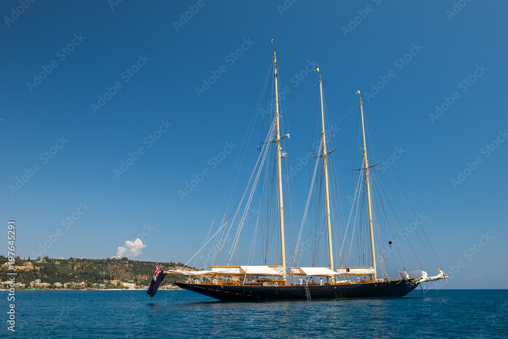 An australian yacht in the ionian sea outside of Zakynthos