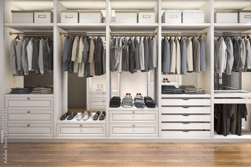 Large White Wardrobe 3d Rendering Stock Photo - Download Image Now