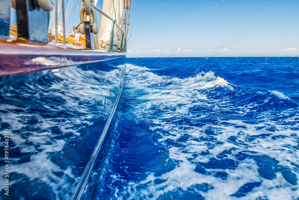 Obraz premium Aboard a yacht on the ionian sea