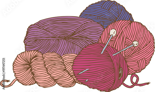 Five Hanks of Yarn and Needles