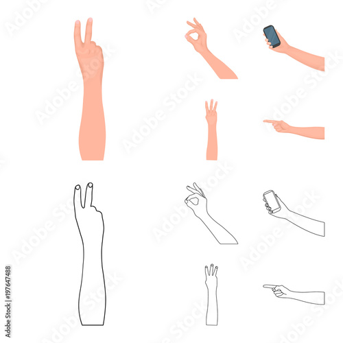 Sign Language cartoon,outline icons in set collection for design.Emotional part of communication vector symbol stock web illustration.