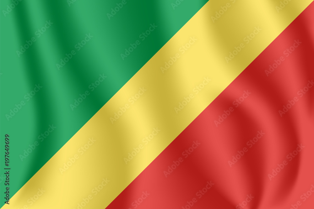 Flag of Republic of the Congo. Realistic waving flag of Congo ...