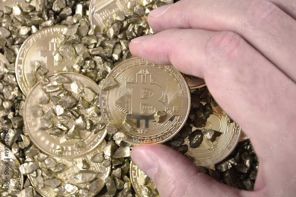 Cryptocurrency golden Bitcoin. Man holding gold coin on altcoin background, symbol crypto currency, electronic blockchain virtual money for online banking, worldwide network payment, smart contract. Cryptocurrency golden Bitcoin. Man holding gold coin on altcoin background, symbol crypto currency, electronic blockchain virtual money for online banking, worldwide network payment, smart contract.