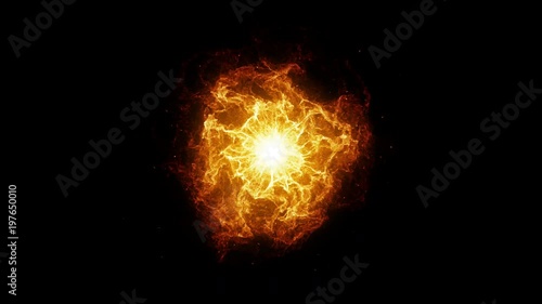 Inferno fireball. Abstract burning sphere with glowing flames. photo